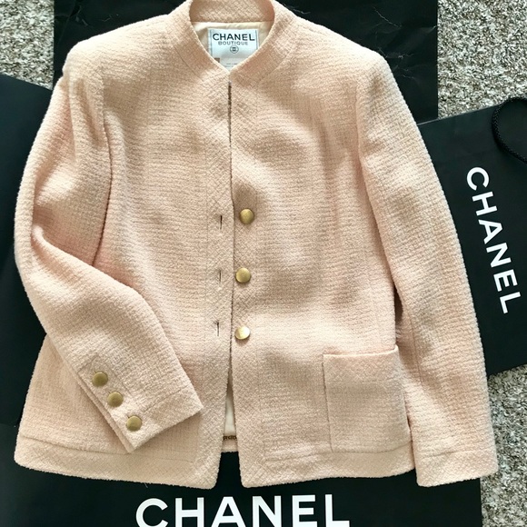 CHANEL Jackets & Blazers - SALE CHANEL Light Pink Wool Blend CC Blazer Jacket